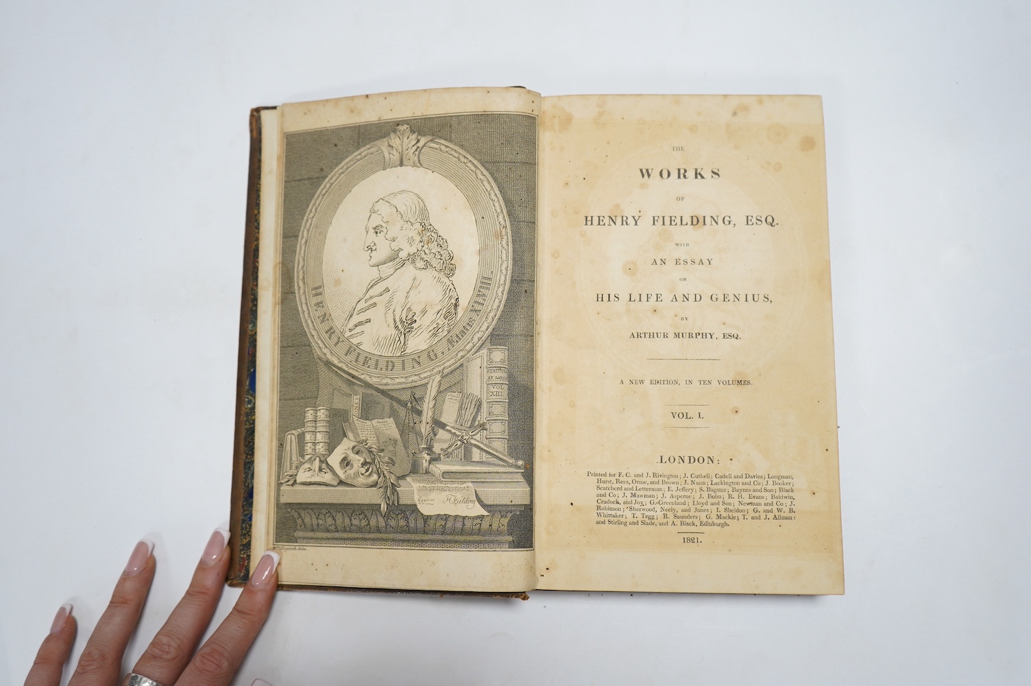 Fielding, Henry - The Works of Henry Fielding, Esq, with an Essay on His Life and Genius by Arthur Murphy, Esq., 10 vols, 8vo, calf, with engraved frontispiece by William Hogarth in vol.1, F.C and J. Irvington, er al, Lo